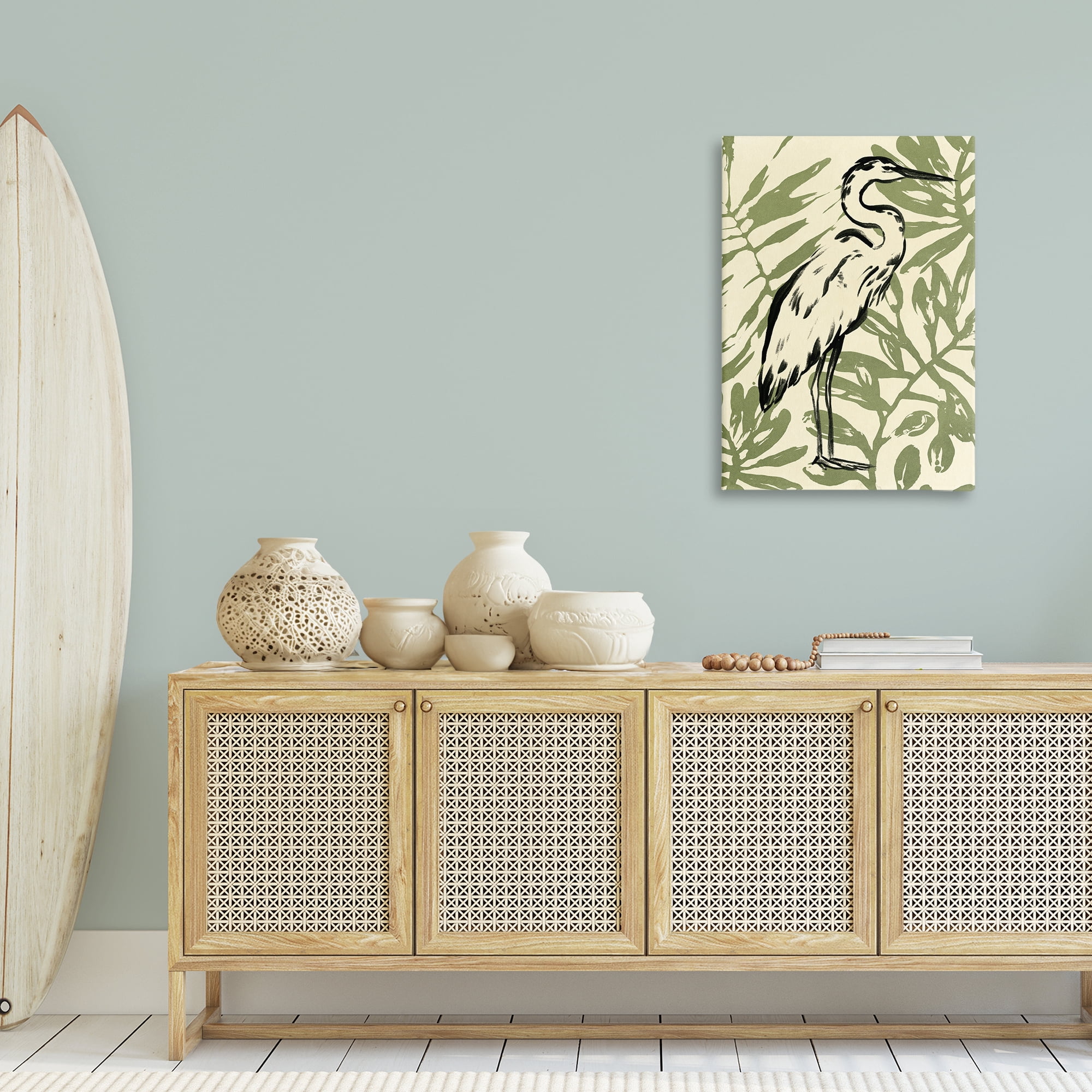 Stupell Industries Tropical Leaves & Bird Animals & Insects Painting Gallery Wrapped Canvas Art Print Wall Art, 24 x 36