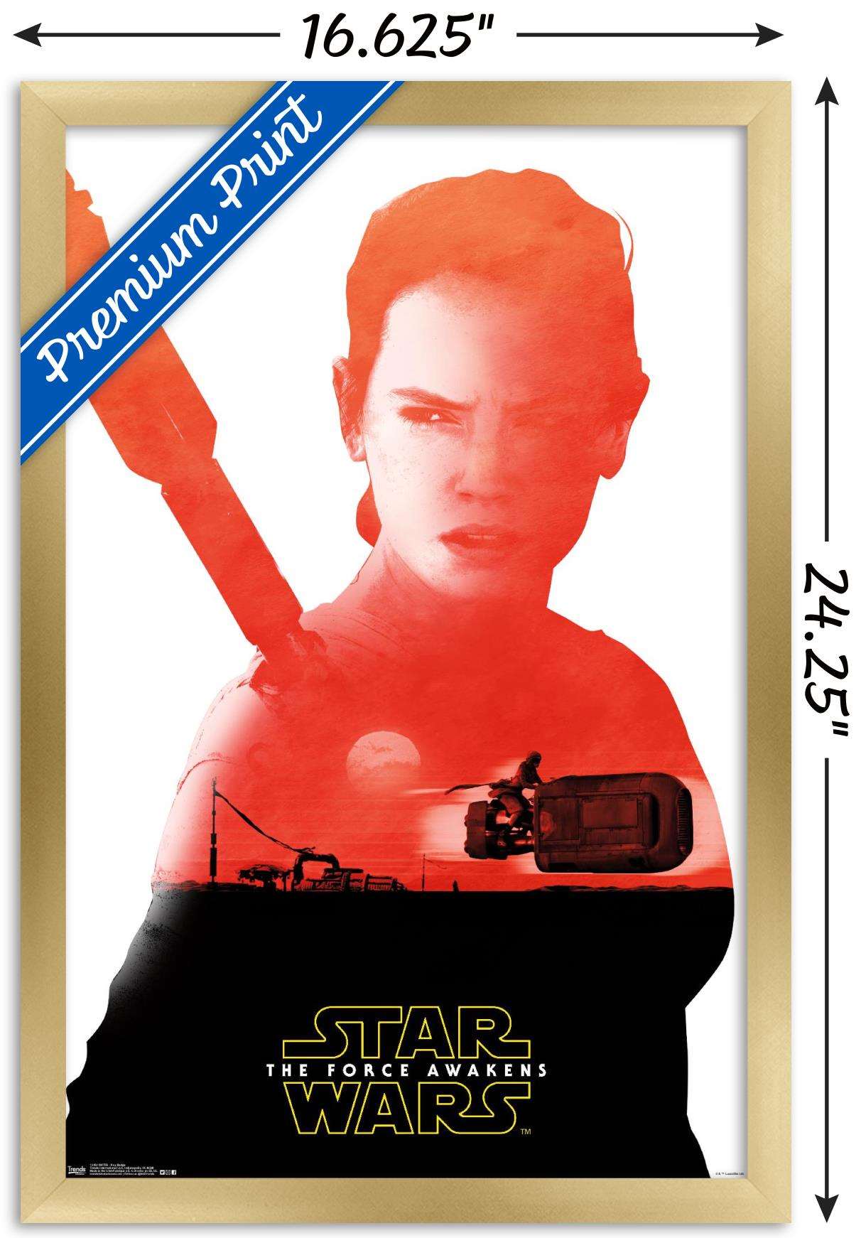 Star Wars: The Force Awakens - Rey Badge Wall Poster, 14.725" x 22.375", Framed