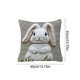 thumbnail image 3 of Easter Throw Pillow Covers Lovely Bunny Pillow Covers Spring Rabbit with Floral Pillow Cases Happy Easter Farmhouse Cushion Cases for Home Sofa, 3 of 6