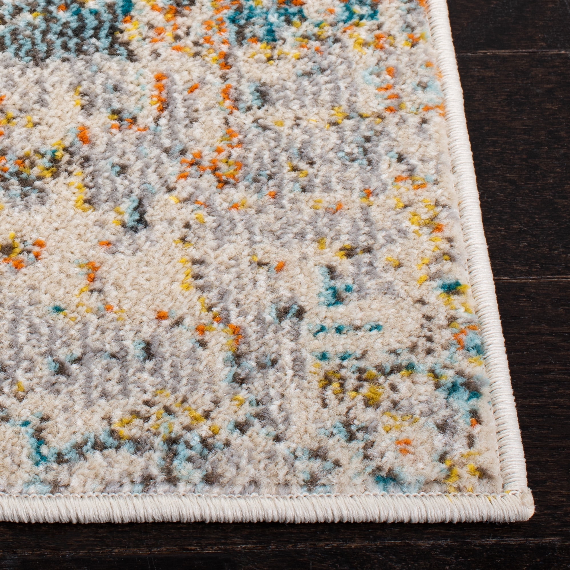SAFAVIEH Madison Kebo Abstract Area Rug, Grey/Turquoise, 10' x 14' - X-Large - Modern Design, Grey & Turquoise, Ideal for Living Room, Bedroom, Dining Space