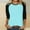 Green, variant on Elvqul Tops for Women Crew Neck Soft Blue Patchwork Blouses Juniors T-Shirts 3/4 Sleeve Tops