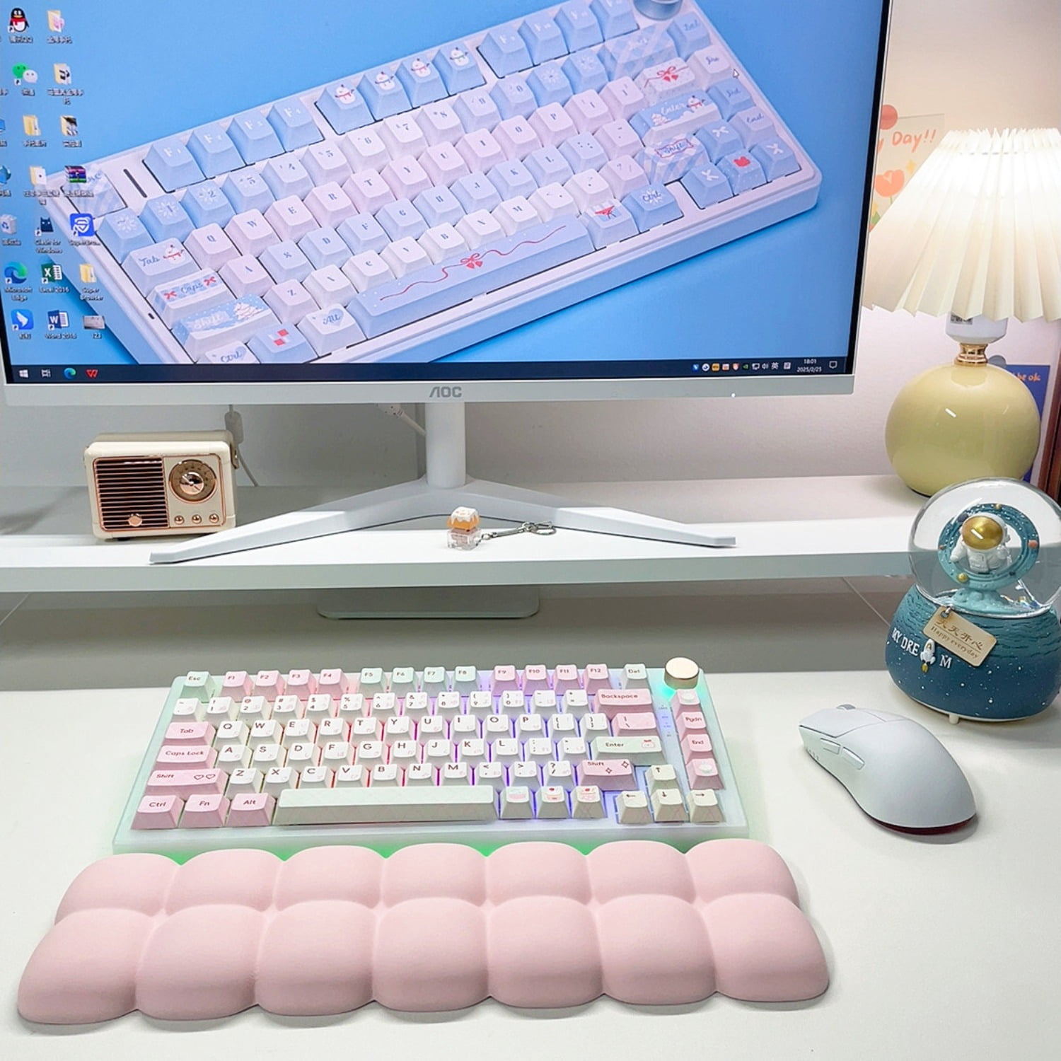 Tatami Style Memory Foam Keyboard Wrist Rest, Ergonomic Palm Support Pad for 75% Mechanical Keyboard, Office Gaming Wrist Cushion for Women