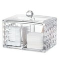 thumbnail image 2 of Organizador de maquillaje con soporte para almohadillas de algodón y recipientes para guardar hisopos con patrón acrílico transparente, 2 of 9