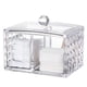 thumbnail image 2 of Organizador de maquillaje con soporte para almohadillas de algodón y recipientes para guardar hisopos con patrón acrílico transparente, 2 of 9