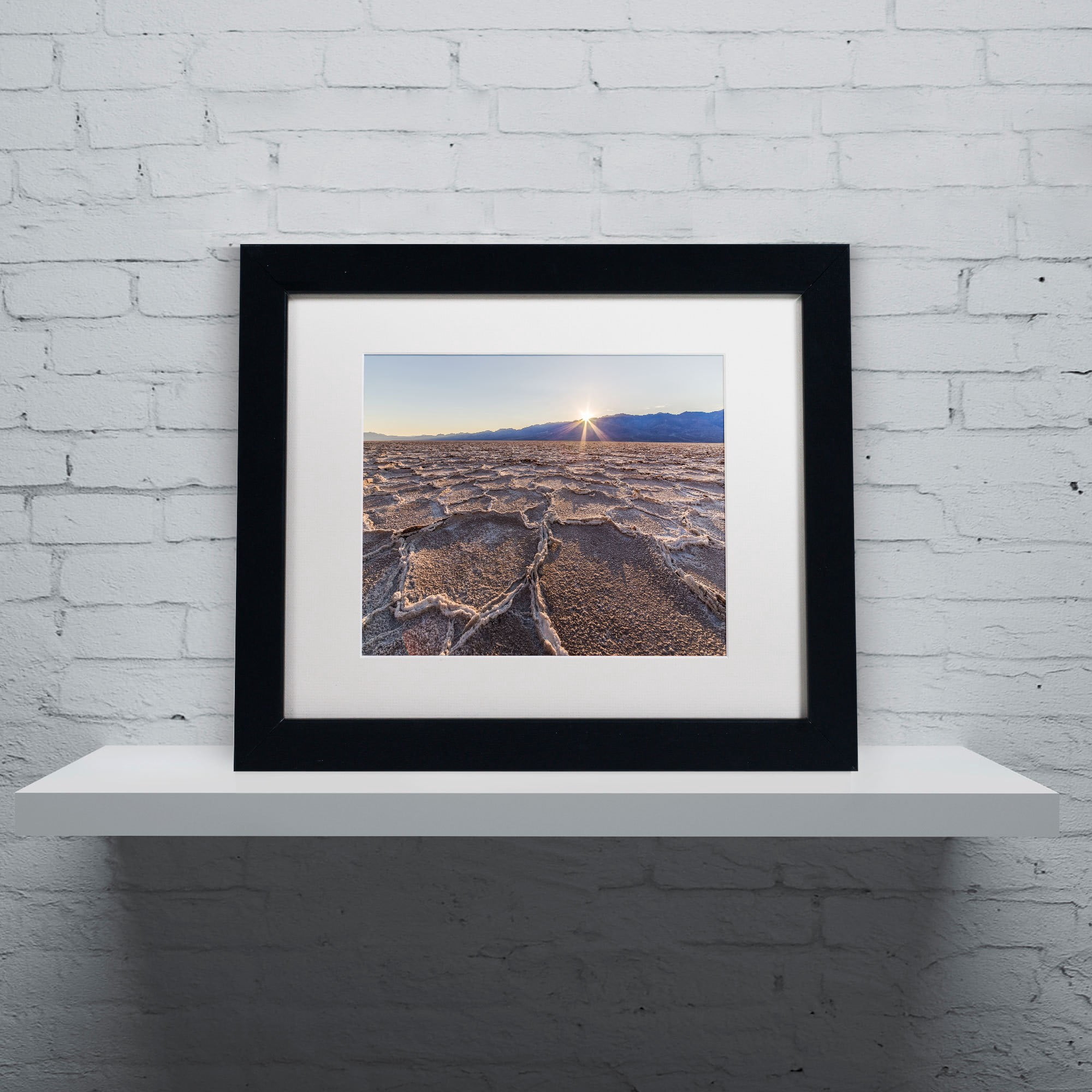 Trademark Fine Art "Badwater Sunset" Canvas Art by Pierre Leclerc, White Matte/Black Frame