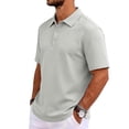 thumbnail image 4 of GrmtClth Men's Classic Polo Shirt Short Sleeve Button Placket Golf Shirt Casual Business Casual Top Breathable Quick Dry Tennis Shirt Workwear Blouse Light Gray L, 4 of 8