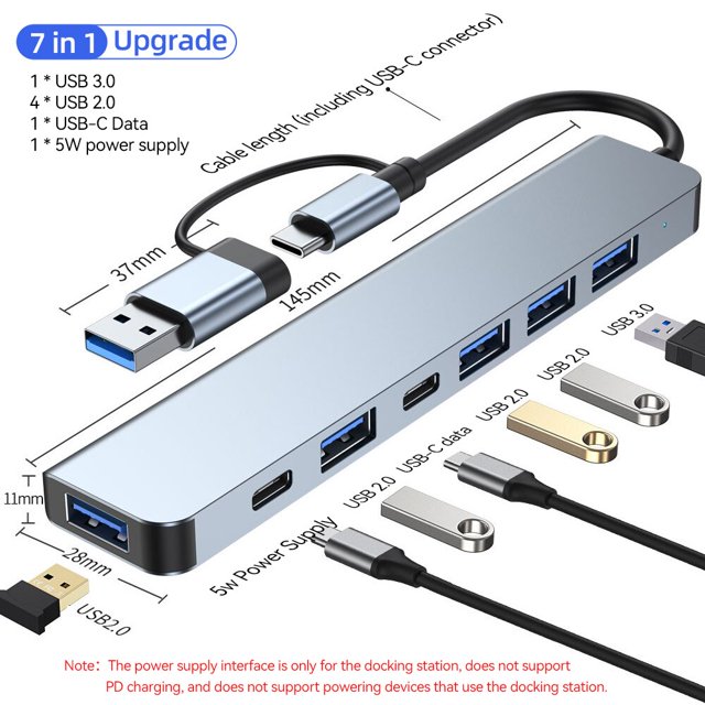 Hub USB 3,0 4 / 8 en 1 para adaptador de ordenador portátil PC PD carga 8 puertos estación de acoplamiento RJ45 HDMI-4K tarjeta TF/SD para Macbook tipo-C Splitter Tan Jianjun unisex