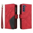 thumbnail image 2 of Dteck Case for Samsung Galaxy S21 FE, Magnetic Wallet 9 Card Slots Premium Leather Zipper Wallet Purse Case Flip Kickstand with Wrist Strap Credit Cash Cover for Galaxy S21 FE 5G,Red, 2 of 7