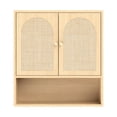 thumbnail image 2 of Ktaxon Rattan Bathroom Cabinet Wall Mount, Medicine Storage Organizer with 2 Door and 1 Adjustable Shelves, Oak Rattan, 2 of 9