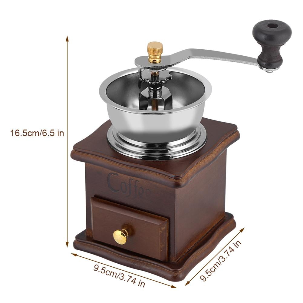 Vintage Manual Coffee Grinder Wooden Hand Coffee Mill With Ceramic Hand Crank 