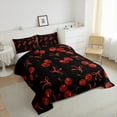 thumbnail image 4 of Erosebridal Bowknot Cherry Bedding Twin Comforter Set, Kawaii Fruit Down Comforter, Black Red, Breathable 2pcs, 4 of 8