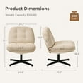 thumbnail image 3 of Nouhaus Balloon Criss Cross Chair, Cross Legged Swivel Vanity Chair with Wide Comfy Padded Seat, Armless No Wheels Fabric Modern Home Lounge Chairs for Living Room,Bedroom, 3 of 9
