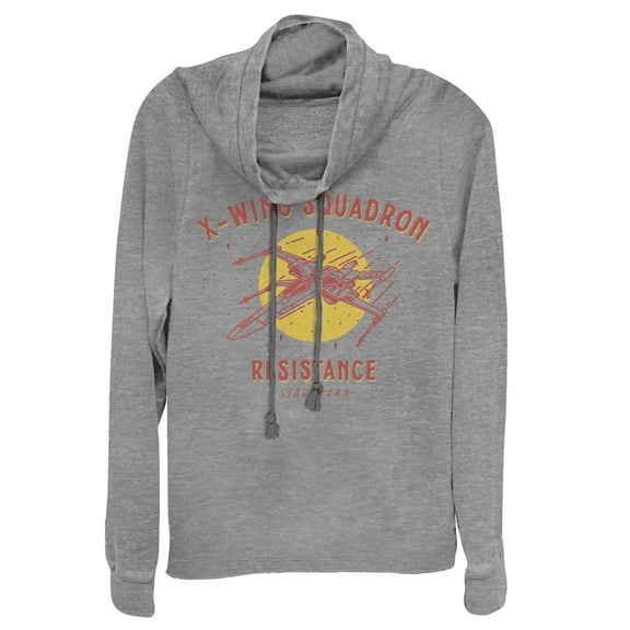 Junior's Star Wars: The Rise of Skywalker X-Wing Squadron Cowl Neck Sweatshirt Gray Heather 3X Large