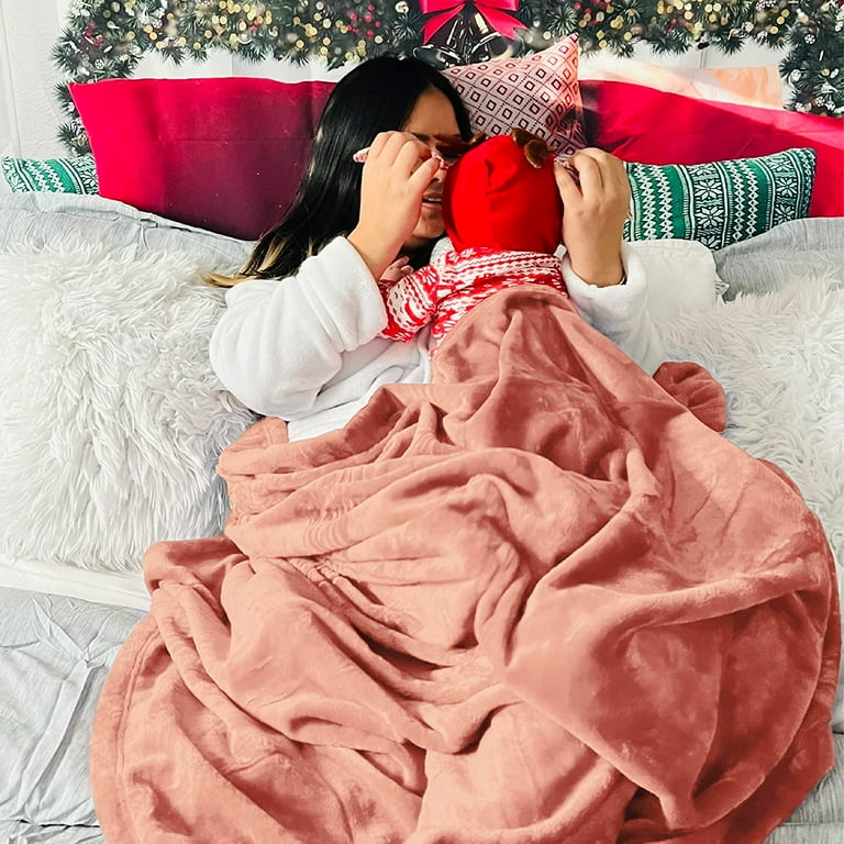 Cozy Comfort Fleece Blankets King Size Coral Pink Soft Lightweight Plush Cozy Fuzzy 108X90 inches Walmart