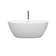 thumbnail image 2 of Juno 59 Inch Freestanding Bathtub in Matte White with Shiny White Trim and Floor Mounted Faucet in Brushed Gold, 2 of 5