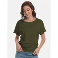 thumbnail image 5 of Women's Short Sleeve Boat Neck Top - Dolman Style with Side Shirring & Drape Detail, 5 of 6