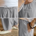 thumbnail image 4 of Zimjoy Big and Tall Men's Casual Pants Summer Cotton Linen Wide Leg Trousers Lightweight Breathable Lounge Pants, Gray XL, 4 of 5