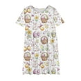 thumbnail image 2 of Girls Middle Aged Easter Dress Funny Bunny Eggs Graphic A Line Dress Casual Short Sleeved Round Neck Midi Dresses White 4-5 Years, 2 of 5
