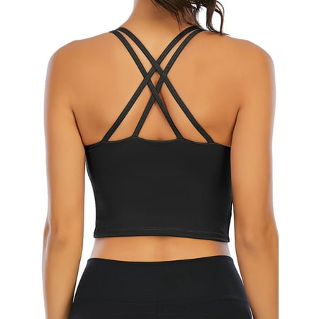 

SHCKE Women s Cross Back Cami Tube Top Bra Chest Pad Vest Without Steel Ring Longline Sling Vest