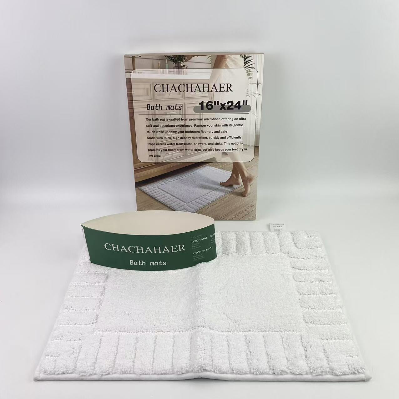 CHACHAHAER Bath mats,White Classic Luxury Bath Mat Floor Towel  - Absorbent Cotton Hotel Spa Shower/Bathtub Mats 16"x24" | 1 Pack | White