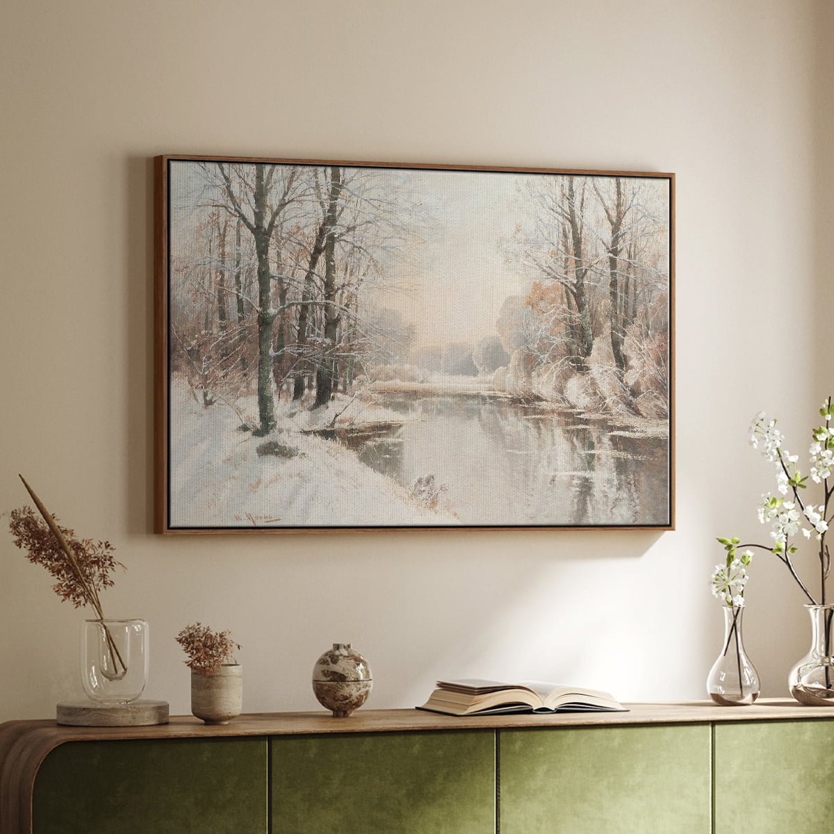 Vintage Landscape-CCLXXXVII By Wexford Home Framed in Walnut Wood Gallery Wrapped Canvas 17 in. x 25 in.