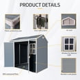 thumbnail image 5 of 8x4 FT Plastic Outdoor Shed - Features Two Windows, Double Doors & Floor for Garden/Lawn Storage, 5 of 8