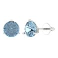 thumbnail image 2 of 4 Ct Round Cut Studs Natural Swiss Blue Topaz 14K White Solid Solid Gold Everyday Dainty Earrings Screw Back, 2 of 7