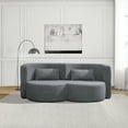 thumbnail image 4 of Double Size Sleeper Sofa, Folding sofa bed, floor sofa, convertible teddy bear fabric foam filled sleeper futon double sofa, suitable for living room, guest, office and apartment (gray), Sofa Beds, 4 of 14