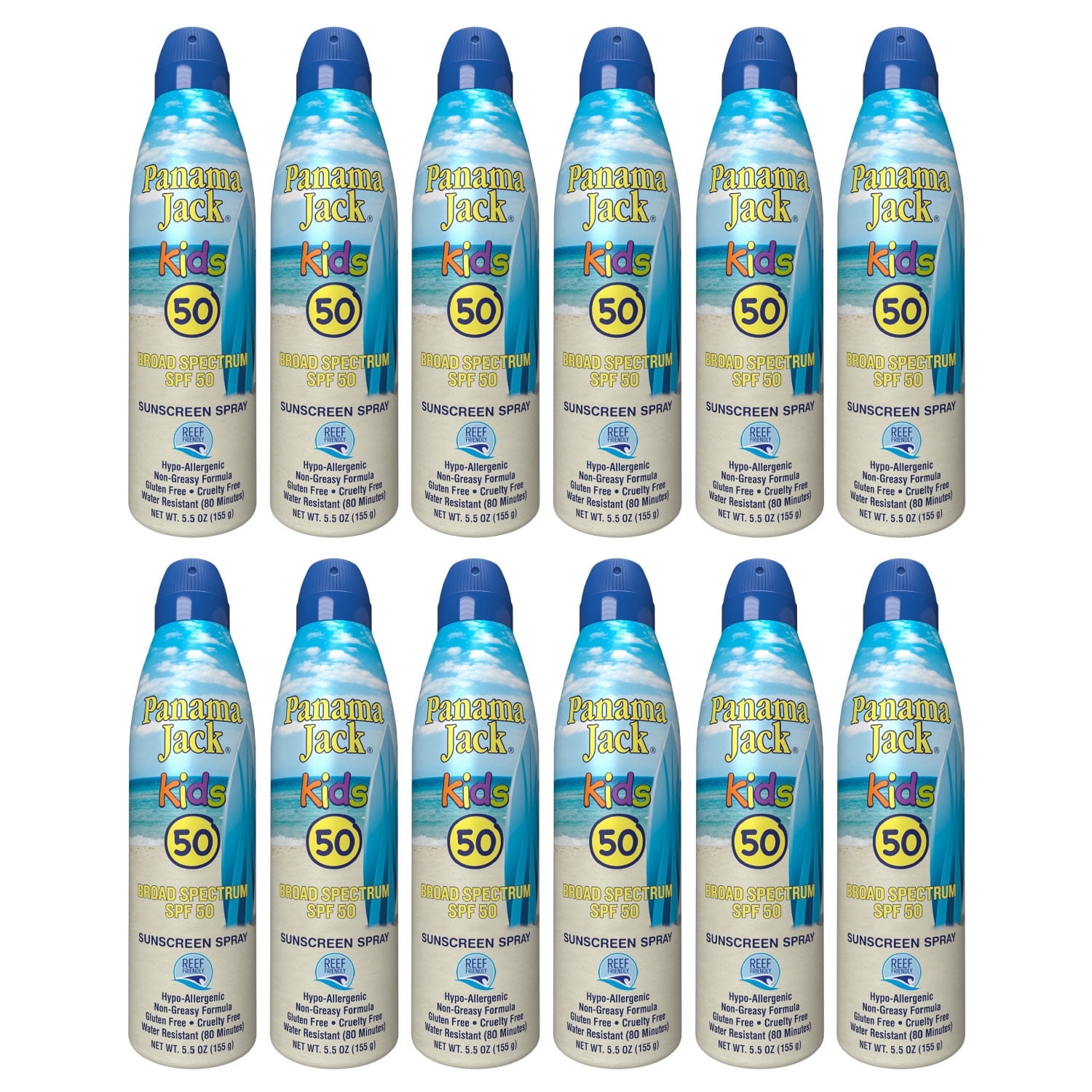 Panama Jack Kids Spray Sunscreen - SPF 50, Broad Spectrum UVA/UVB Protection, PABA, Paraben, Gluten & Cruelty Free, Water Resistant (80 Minutes), 5.5 OZ (Pack of 2)