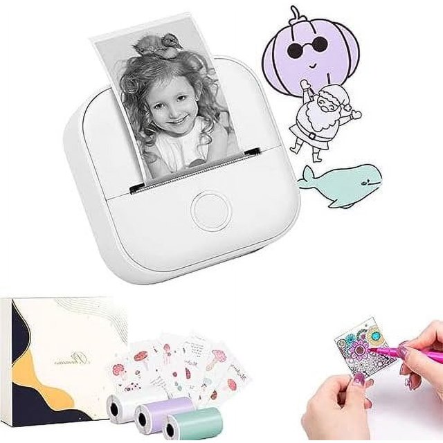HLONK Print Pod Print Pods Mini Printer Pocket Mini Printer Mini Pocket Sticker Printer Inkless Sticker Printer for DIY Scrapbook Fast Printing Portable Mini Thermal Printer (Full Gre