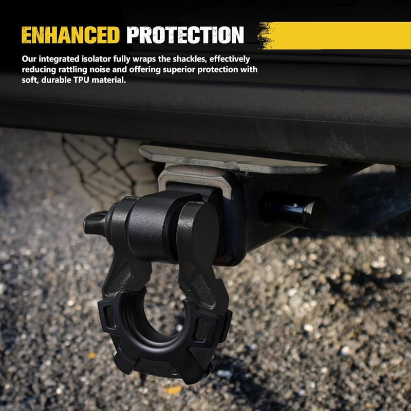 BUNKER INDUST 3/4" D Ring Shackle Hitch Receiver with Trailer Hitch - Fits 2" Receivers, Offroad Recovery Towing Accessories for Trucks, Jeep, Pickup, Black