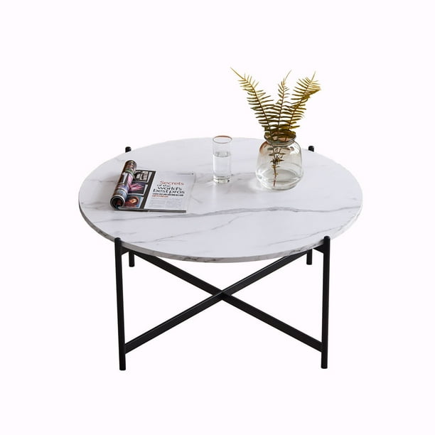 Coffee Table Wood Tail 36 Inch Large Round Solid Metal Frame For Living Room Black Faux Marble Tabletop Com Coffee Table Wood Tail 36, 36 Inch Round Coffee Table