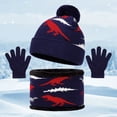 thumbnail image 2 of Children Winter Hats Winter Hat Scarf & Gloves Set Knit Hat 2 8 Year Olds Kids Knitted Beanie for Baby Boys,2-8 Years,A93-Navy, 2 of 9