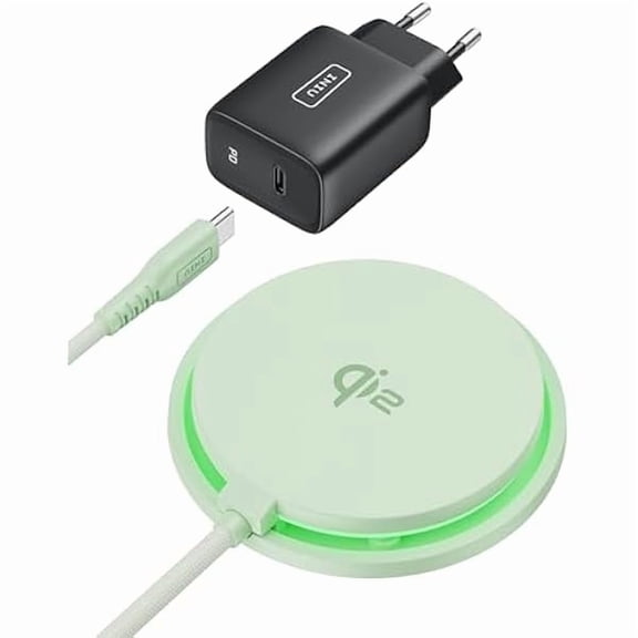for MagSafe Charger, 15W Qi2 Certified Magnetic Wireless Charger, Slimmest Mag Safe Charging Pad with Cooling Fan, iPhone Charger Fast Charging, for iPhone 16 15 14 13 12 Series (with Adapter)