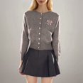 thumbnail image 2 of Sweet Bowknot Long Sleeve Knitted Cardigan For Women Unique Gray Sweater Coat For Fall And Winter Fashion Cardigan Sweaters for Women, 2 of 2