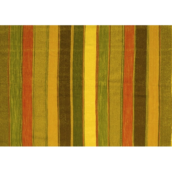 Ahgly Company Machine Washable Indoor Rectangle Abstract Yellow Contemporary Area Rugs, 8' x 10'