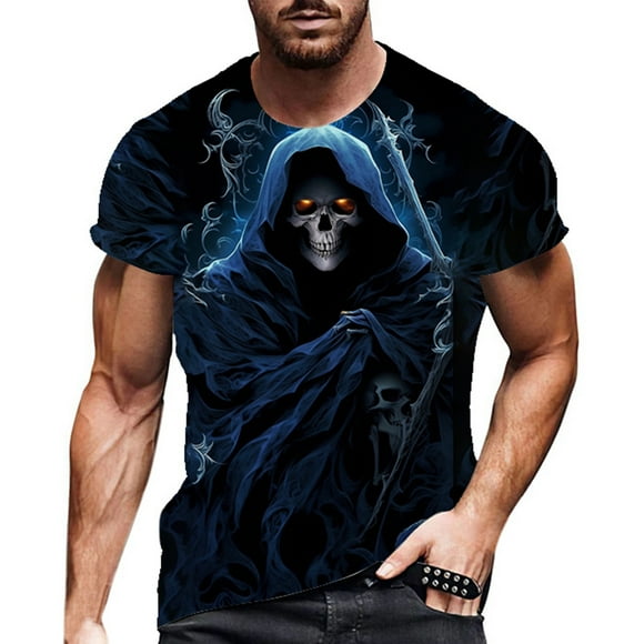 LUOGENLI Male T-shirts for Mens Men's T Shirt Angel Cool Mower Gift T Shirt Mens T-shirts Graphic Tees Fishing Summer Clothes Mens T-shirts Graphic Tees Summer Clothes Sky Blue XL