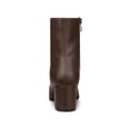 thumbnail image 4 of Unique Bargains Women's Square Toe Side Zip Block Heel Ankle Boots Coffee (Size 9.5), 4 of 8