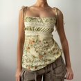 thumbnail image 4 of Mareep Débardeurs pour Femmes S-L Jupe Plissée Taille Haute Florale Douce d'Été pour Femmes Camisole à Lacets Col Rond, 4 of 9