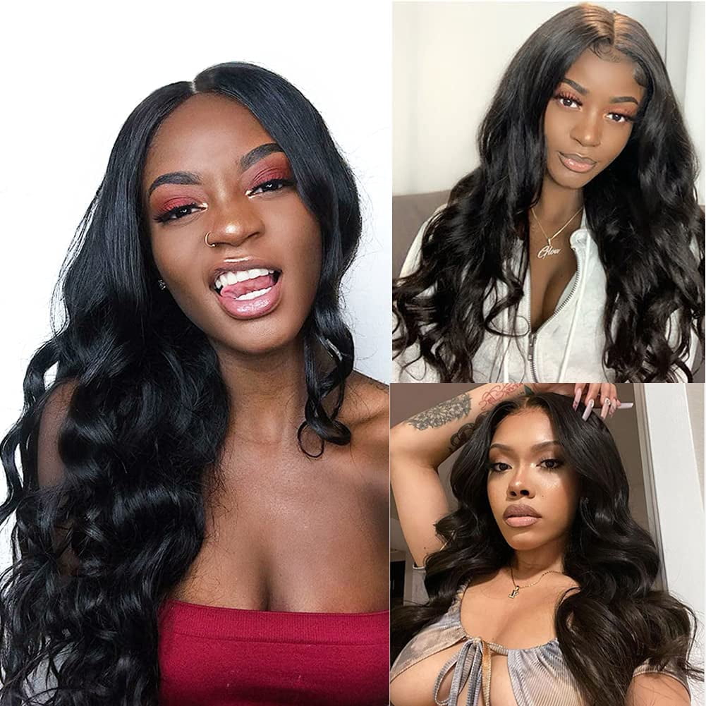 Xuzang Bundles and Closure Body Wave Bundles with 4*4 Closure 3 Bundles with Lace Closure 100% Brazilian Virgin Human Hair Weave Bundles with 4x4 Closure Natural Color