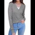 thumbnail image 1 of Cárdigan Corto Suave para Mujer, Suéter Informal Tipo Chal Gris M, 1 of 8