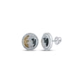 thumbnail image 1 of FB Jewels Sterling Silver Mens Round Blue Yellow Color Enhanced Diamond Circle Earrings 3/4 Cttw, 1 of 1