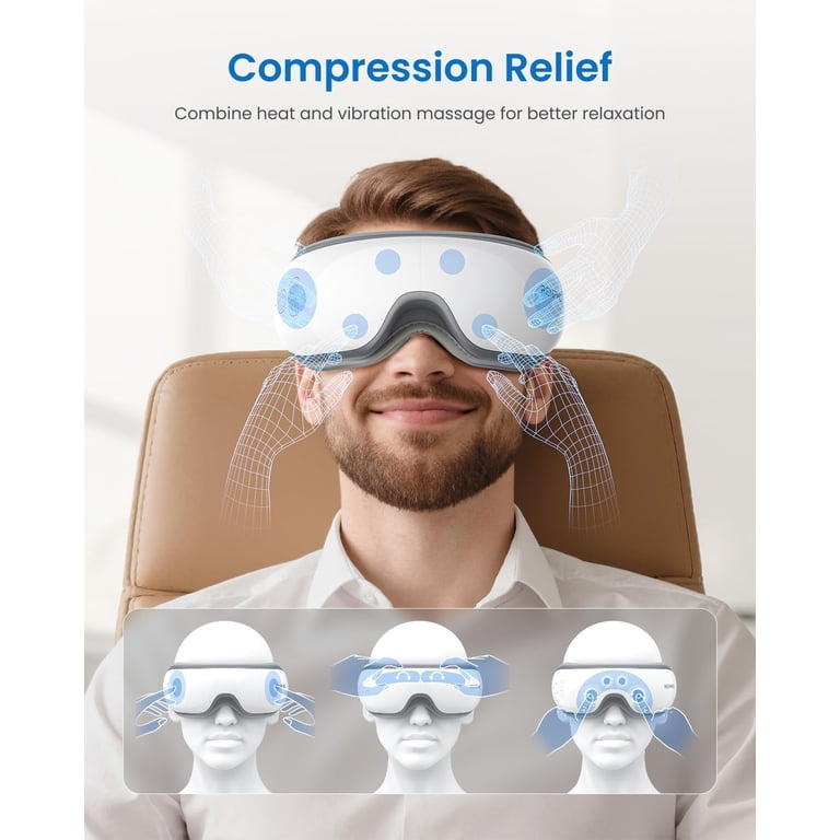 Renpho Rechargeable Eye Massager with Heat, Compression, Wireless Music