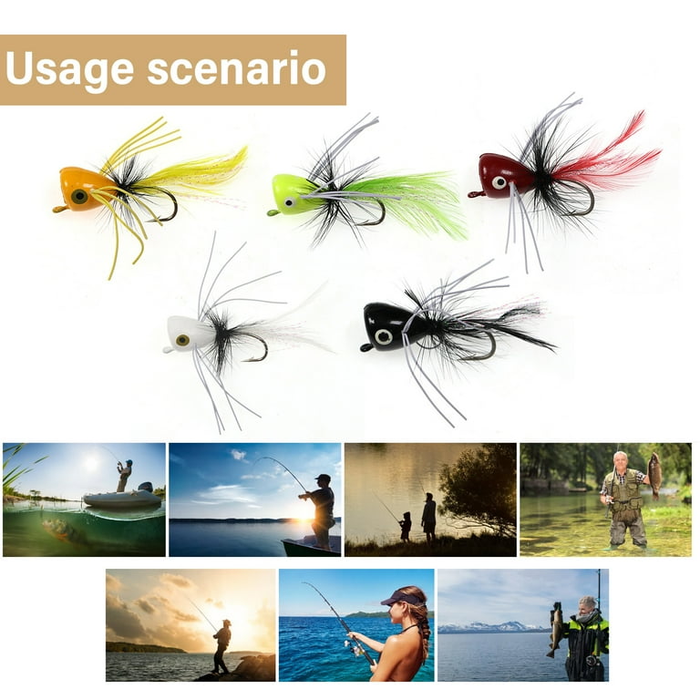 5pcs Popping Fly Lures Fly Fishing Baits for Trout Salmon Topwater Fishing Lures with Hook Artificial Baits - Walmart.com 5pcs Popping Fly Lures Fly Fishing Baits for Trout Salmon Topwater Fishing Lures with Hook Artificial Baits - Walmart.com
