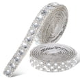 thumbnail image 1 of 2 Rolls Self Adhesive Sparkling Rhinestone Ribbon for Crafts Use Silver Glass Strips for Clothing, 1 of 8