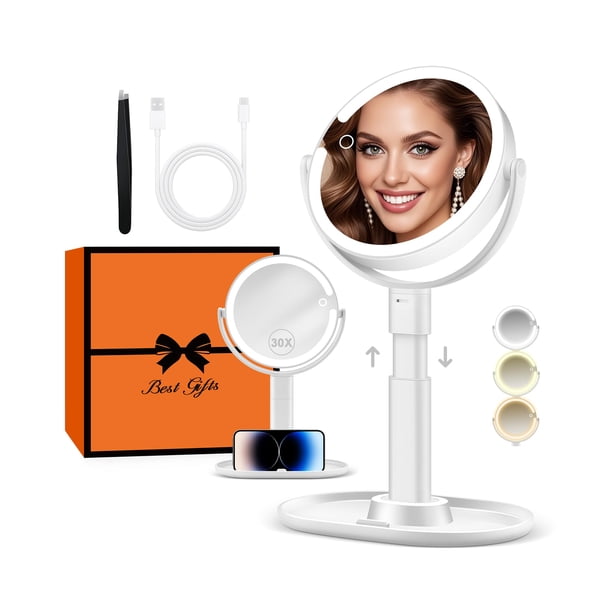 Espejo de maquillaje B Beauty Planet iluminado con aumento de 30 aumentos con luz