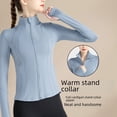 thumbnail image 3 of Chaqueta de yoga deportiva con cuello alto y cremallera para entrenamiento de fitness, manga larga, ajustada, primavera y otoño, 3 of 5