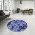 thumbnail image 4 of Ahgly Company Machine Washable Indoor Round Transitional Sky Blue Area Rugs, 3' Round, 4 of 7