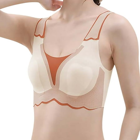OJSFQUFP Plunge Bras for Women Pink Ultra Thin Ice Silk Bra Comfort Bra Seamless Daily Sports Bra Beauty Back Yoga Bra Soft Bra for Daily Life L