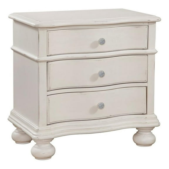 Bowery Hill Contemporary Dove White Three-drawer Wood Nightstand